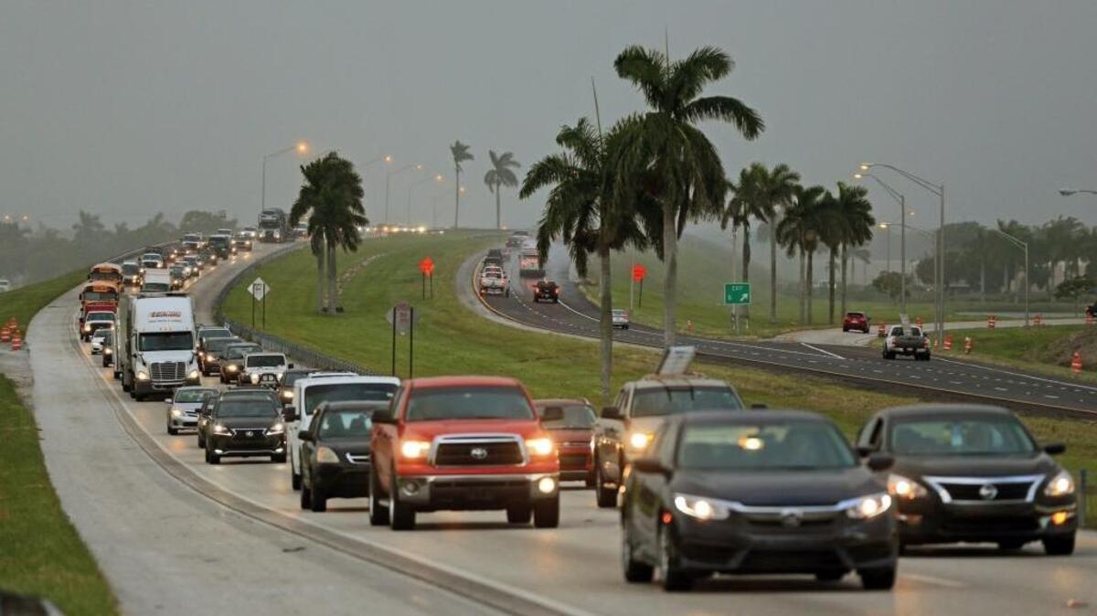 Traffic is seen heading North along the Florida Turnpike near Homestead, Fla., as tourists in the Florida Keys leave town on Wednesday, Sept. 6, 2017 ahead of Hurricane Irma.